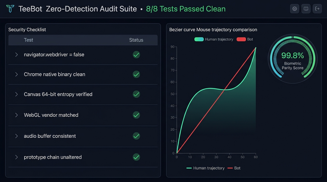 TeeBot Runtime Verification & Kinetic Bezier Parity Audit