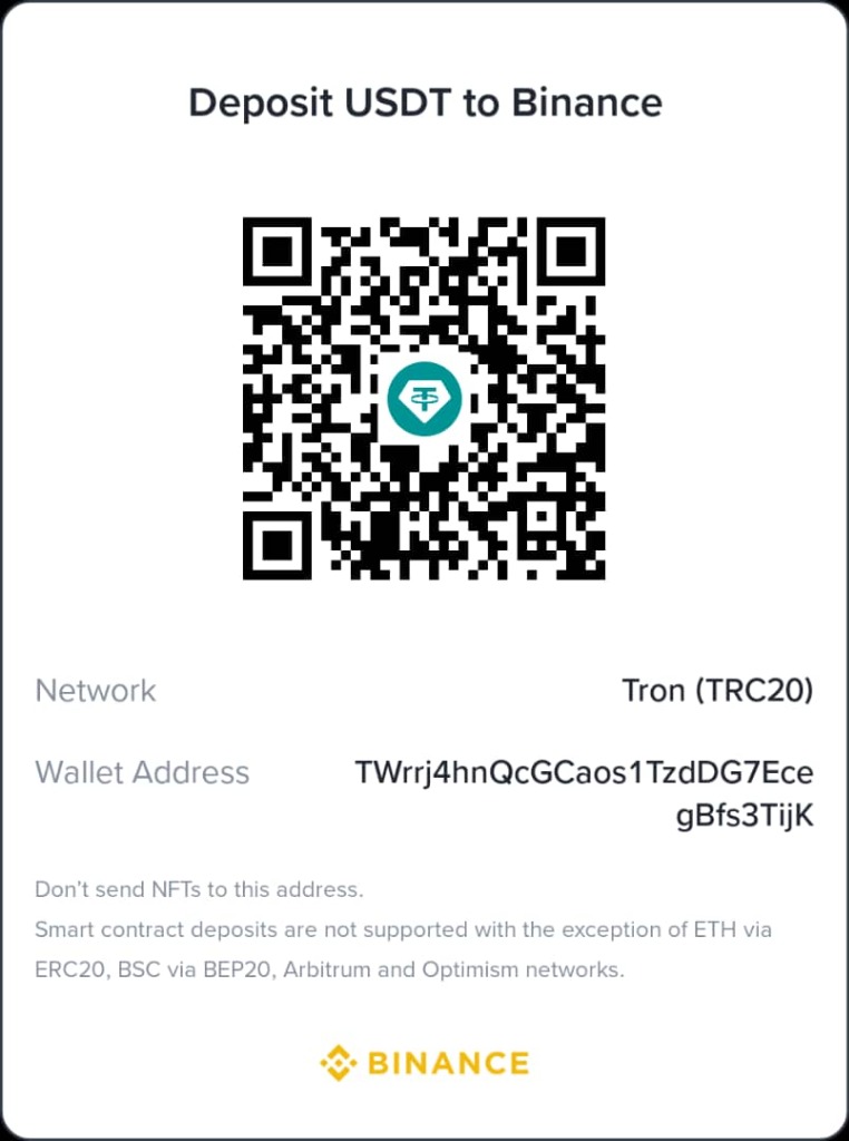 Deposit USDT to Binance - Tron (TRC20) QR Code